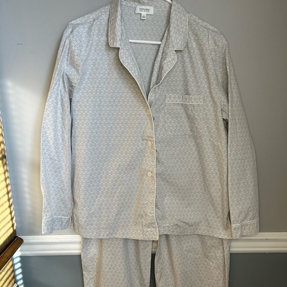 Haven Well Within Womens PJ set  med top/lrg bottom 100% Cotton striped classic